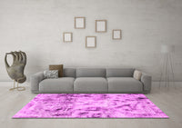 Machine Washable Abstract Pink Modern Rug, wshabs1781pnk