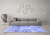 Machine Washable Abstract Blue Modern Rug, wshabs1781blu