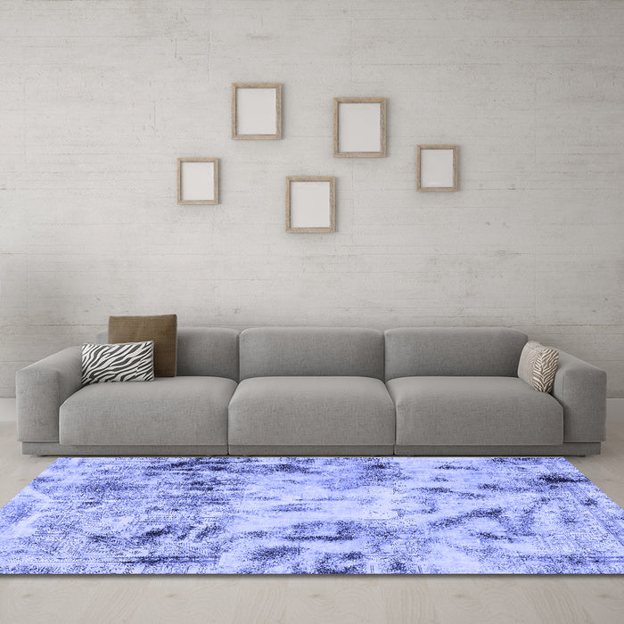 Machine Washable Abstract Blue Modern Rug in a Living Room, wshabs1781blu