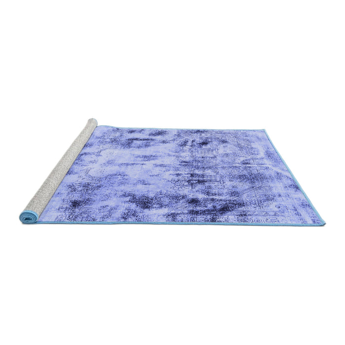 Sideview of Machine Washable Abstract Blue Modern Rug, wshabs1781blu