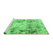 Sideview of Machine Washable Abstract Emerald Green Modern Area Rugs, wshabs1781emgrn