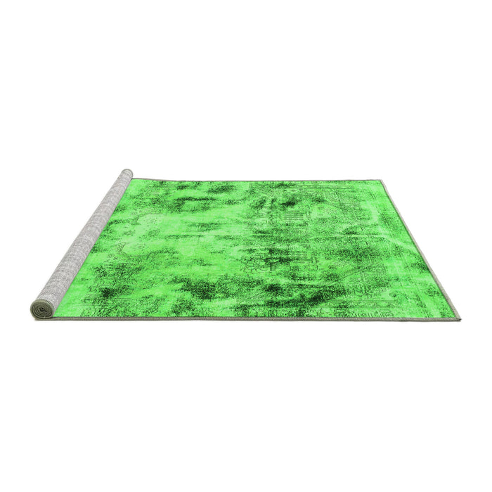 Sideview of Machine Washable Abstract Green Modern Area Rugs, wshabs1781grn
