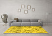 Machine Washable Abstract Yellow Modern Rug in a Living Room, wshabs1781yw