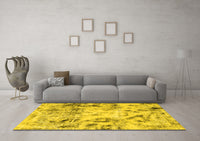 Machine Washable Abstract Yellow Modern Rug, wshabs1781yw