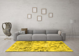 Machine Washable Abstract Yellow Modern Rug in a Living Room, wshabs1781yw