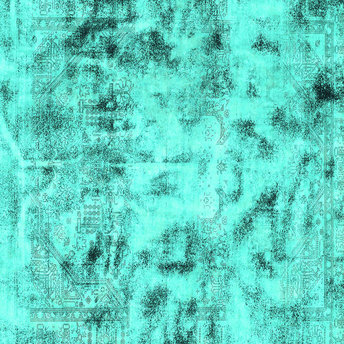 Square Machine Washable Abstract Turquoise Modern Area Rugs, wshabs1781turq