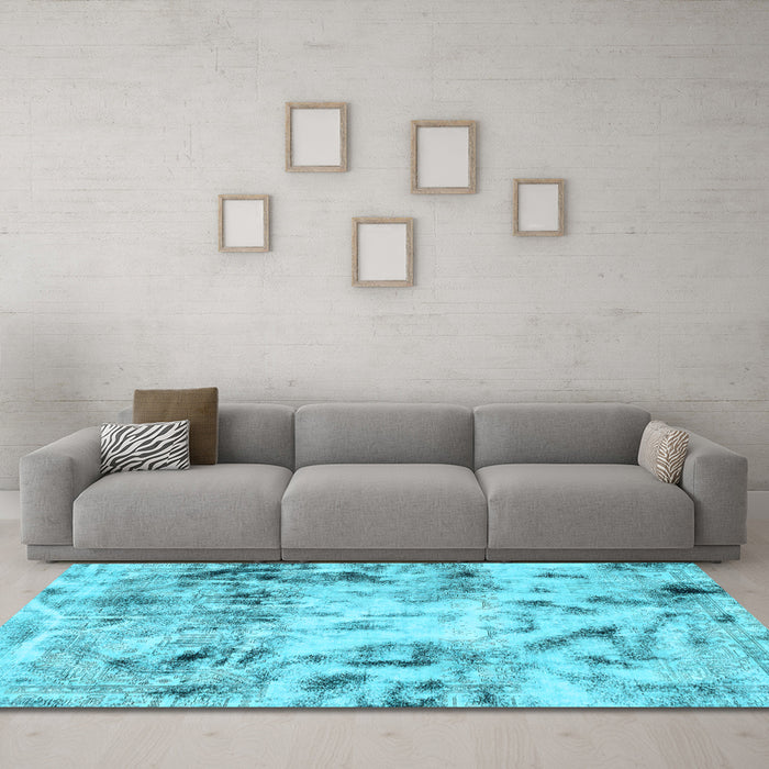 Machine Washable Abstract Light Blue Modern Rug in a Living Room, wshabs1781lblu
