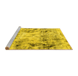 Sideview of Machine Washable Abstract Yellow Modern Rug, wshabs1781yw