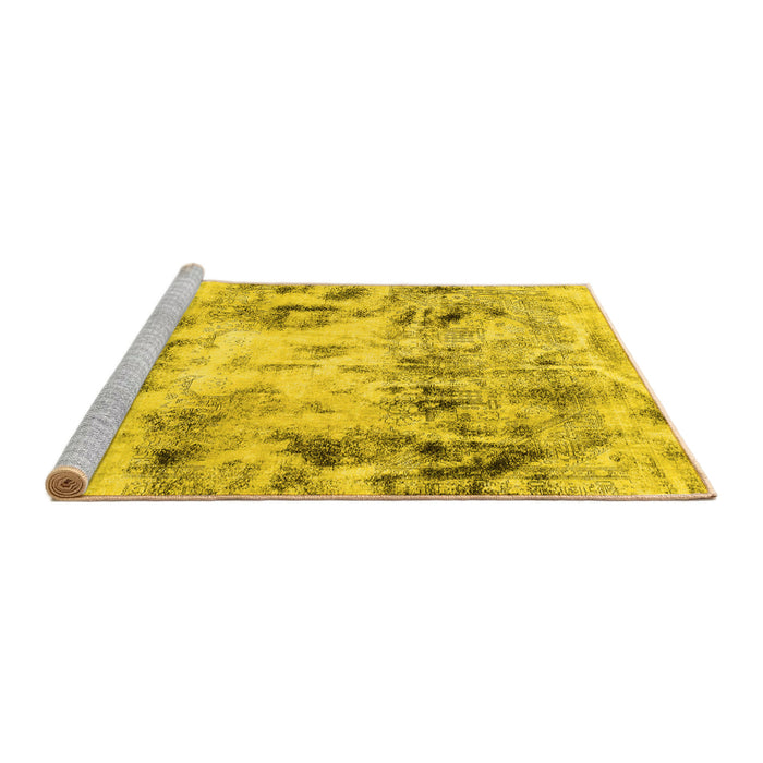 Sideview of Machine Washable Abstract Yellow Modern Rug, wshabs1781yw