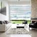 Square Abstract Gray Modern Rug in a Living Room, abs1781