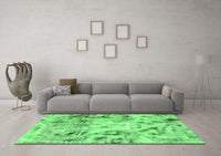 Machine Washable Abstract Emerald Green Modern Rug, wshabs1781emgrn