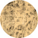 Round Abstract Brown Modern Rug, abs1781brn