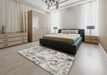 Machine Washable Abstract Grey Gray Rug in a Bedroom, wshabs1781