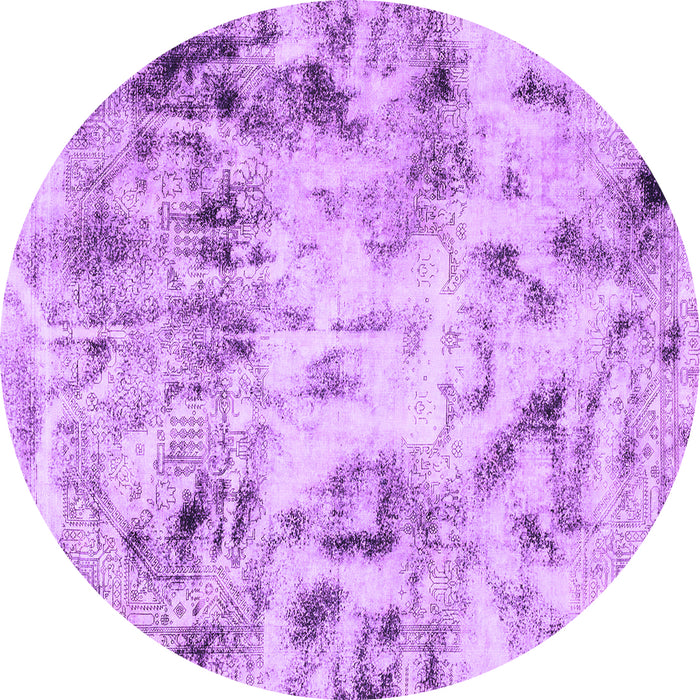 Round Abstract Purple Modern Rug, abs1781pur