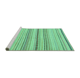 Sideview of Machine Washable Solid Turquoise Modern Area Rugs, wshabs1782turq