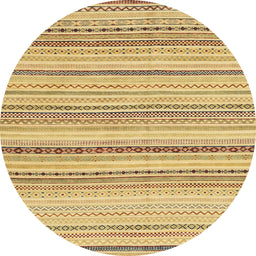 Round Abstract Cinnamon Brown Solid Rug, abs1782