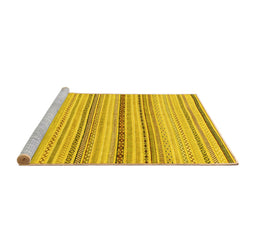 Sideview of Machine Washable Solid Yellow Modern Rug, wshabs1782yw