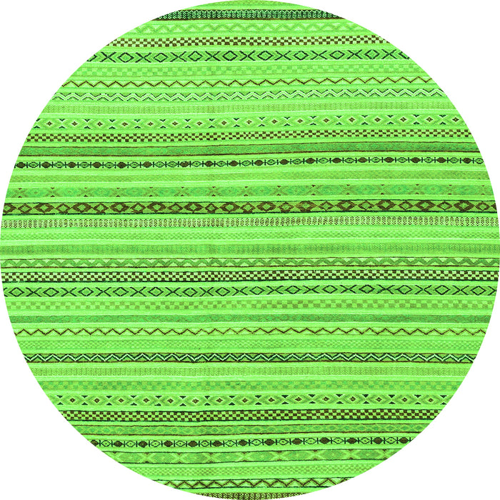 Round Machine Washable Solid Green Modern Area Rugs, wshabs1782grn