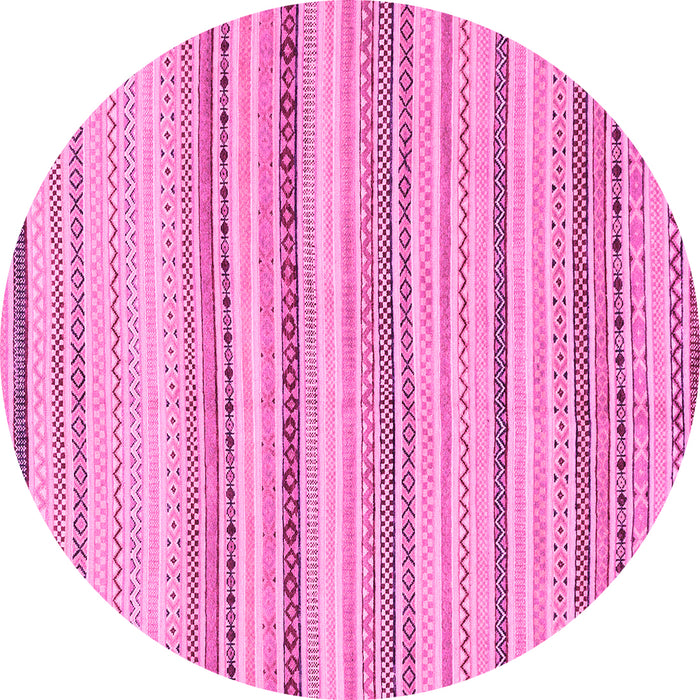 Round Machine Washable Solid Pink Modern Rug, wshabs1782pnk