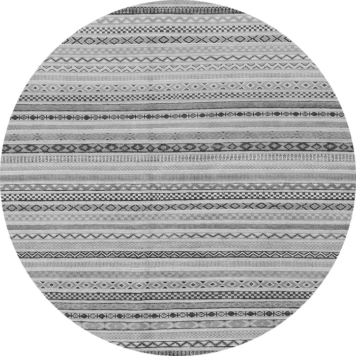 Round Machine Washable Solid Gray Modern Rug, wshabs1782gry