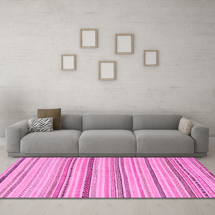 Machine Washable Solid Pink Modern Rug in a Living Room, wshabs1782pnk