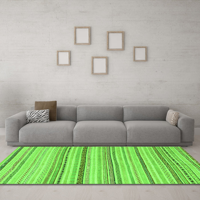 Machine Washable Solid Green Modern Area Rugs in a Living Room,, wshabs1782grn