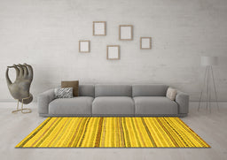 Machine Washable Solid Yellow Modern Rug in a Living Room, wshabs1782yw
