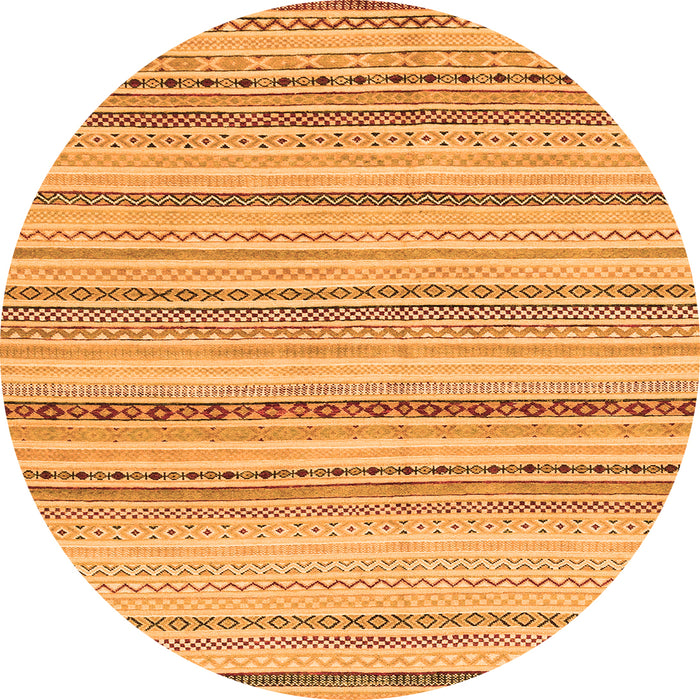 Round Machine Washable Solid Orange Modern Area Rugs, wshabs1782org