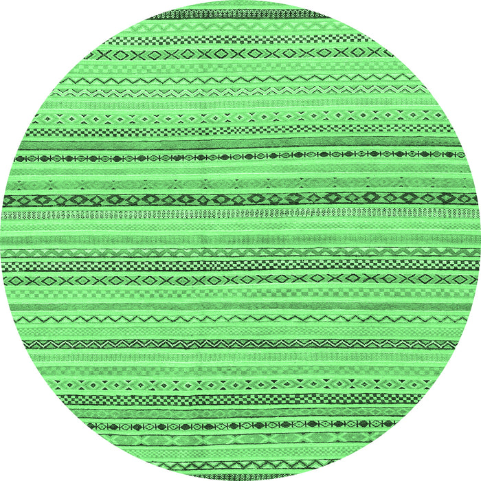 Round Machine Washable Solid Emerald Green Modern Area Rugs, wshabs1782emgrn
