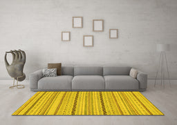Machine Washable Solid Yellow Modern Rug in a Living Room, wshabs1783yw
