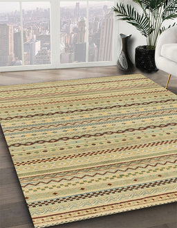 Abstract Yellow Solid Rug in Family Room, abs1783
