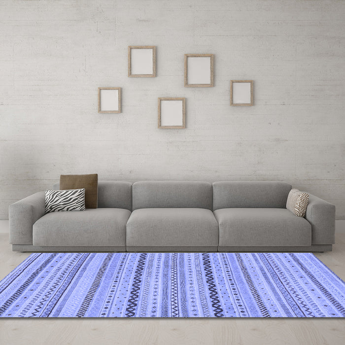 Machine Washable Solid Blue Modern Rug in a Living Room, wshabs1783blu