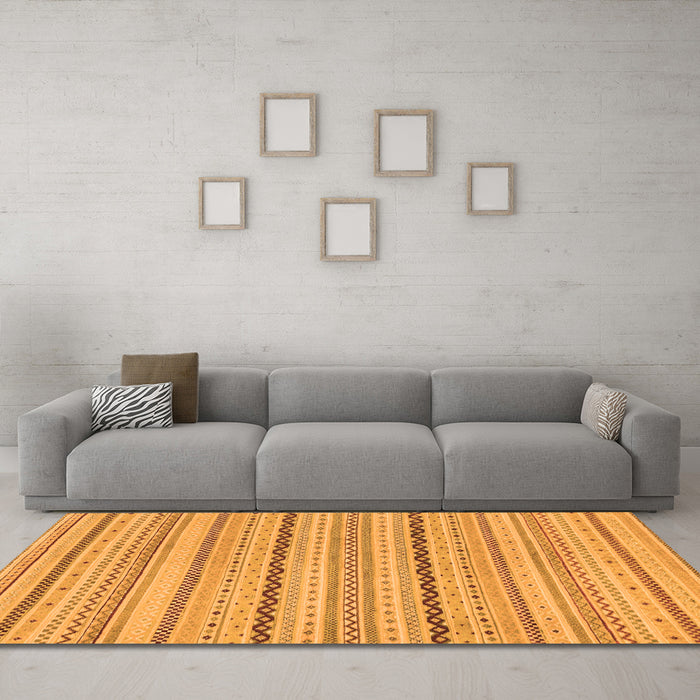 Machine Washable Solid Orange Modern Area Rugs in a Living Room, wshabs1783org