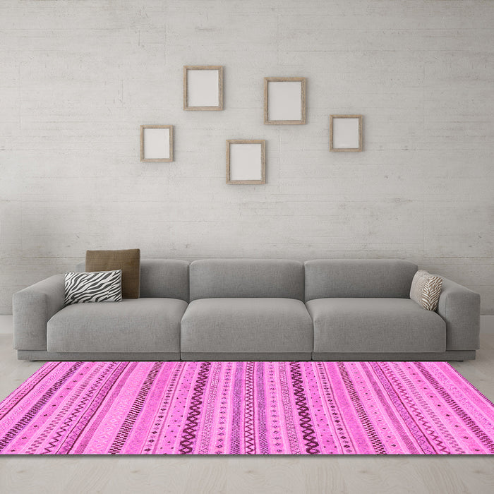 Machine Washable Solid Pink Modern Rug in a Living Room, wshabs1783pnk