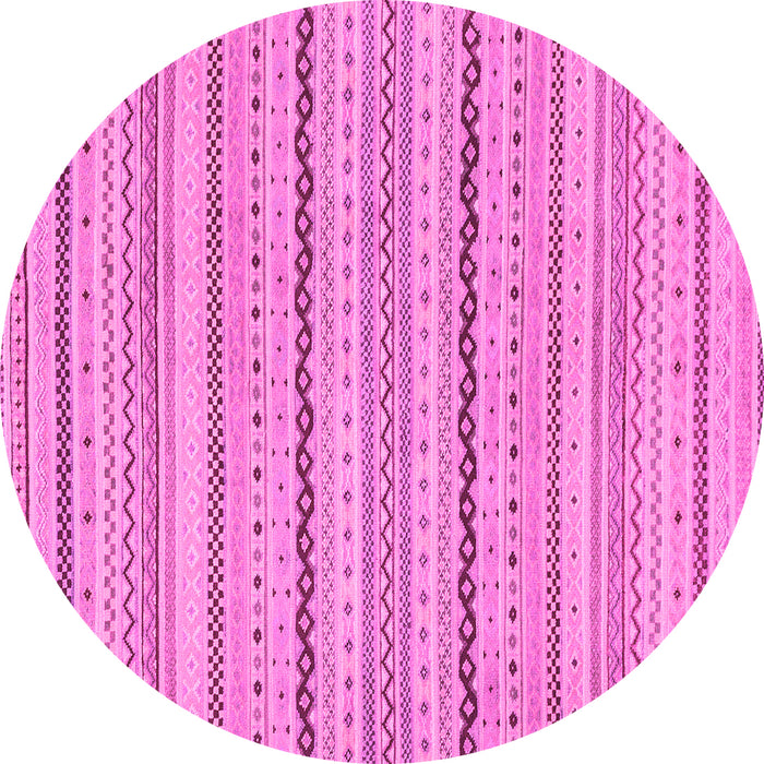 Round Machine Washable Solid Pink Modern Rug, wshabs1783pnk