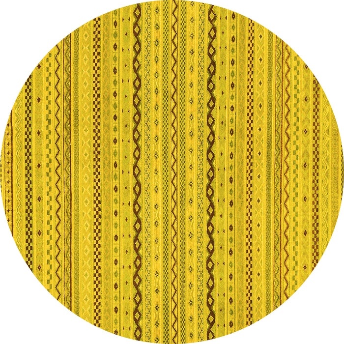 Round Machine Washable Solid Yellow Modern Rug, wshabs1783yw