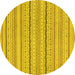 Round Machine Washable Solid Yellow Modern Rug, wshabs1783yw