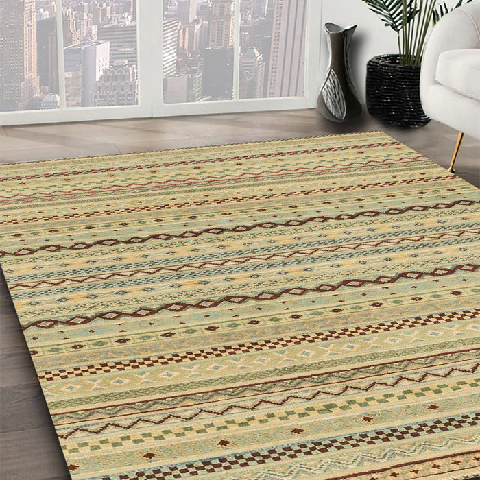 Machine Washable Abstract Yellow Rug in a Family Room, wshabs1783