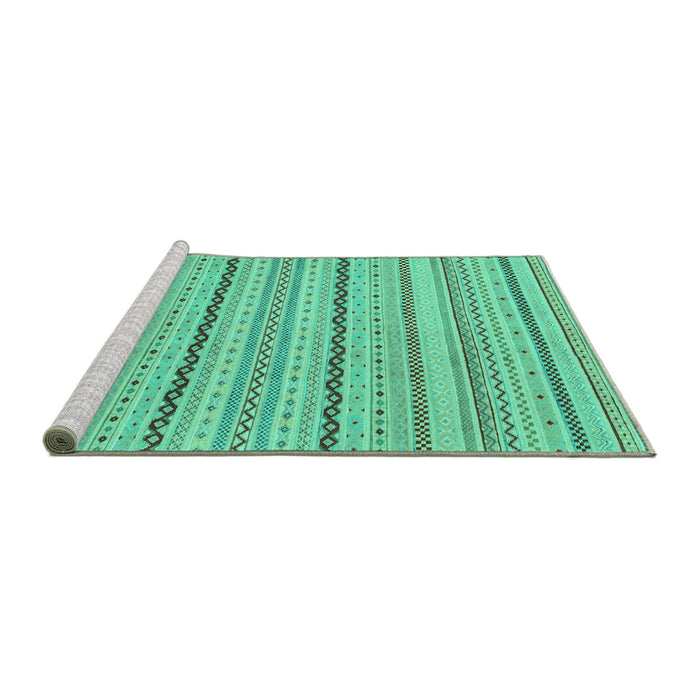 Sideview of Machine Washable Solid Turquoise Modern Area Rugs, wshabs1783turq