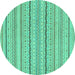 Round Solid Turquoise Modern Rug, abs1783turq