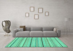 Machine Washable Solid Turquoise Modern Area Rugs in a Living Room,, wshabs1783turq