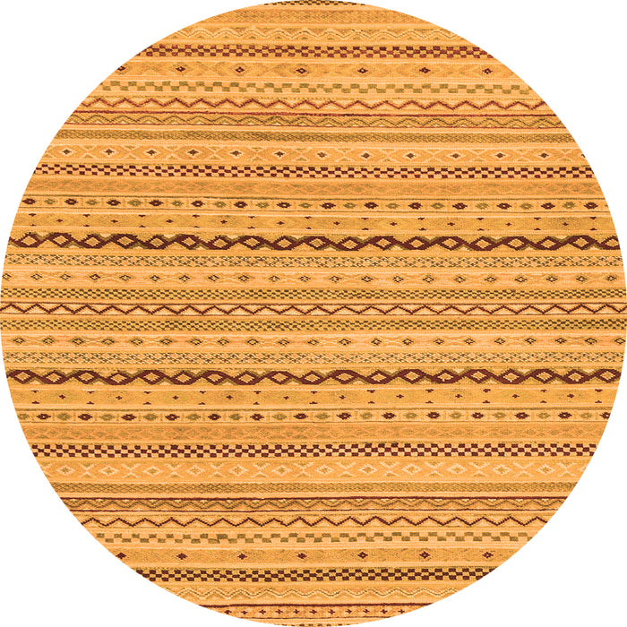Round Machine Washable Solid Orange Modern Area Rugs, wshabs1783org
