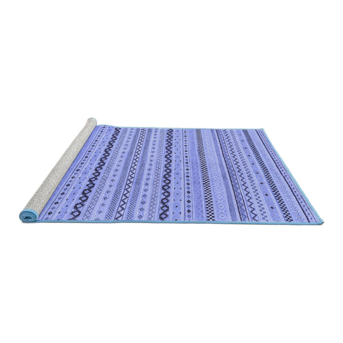 Sideview of Machine Washable Solid Blue Modern Rug, wshabs1783blu