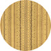 Round Machine Washable Solid Brown Modern Rug, wshabs1783brn