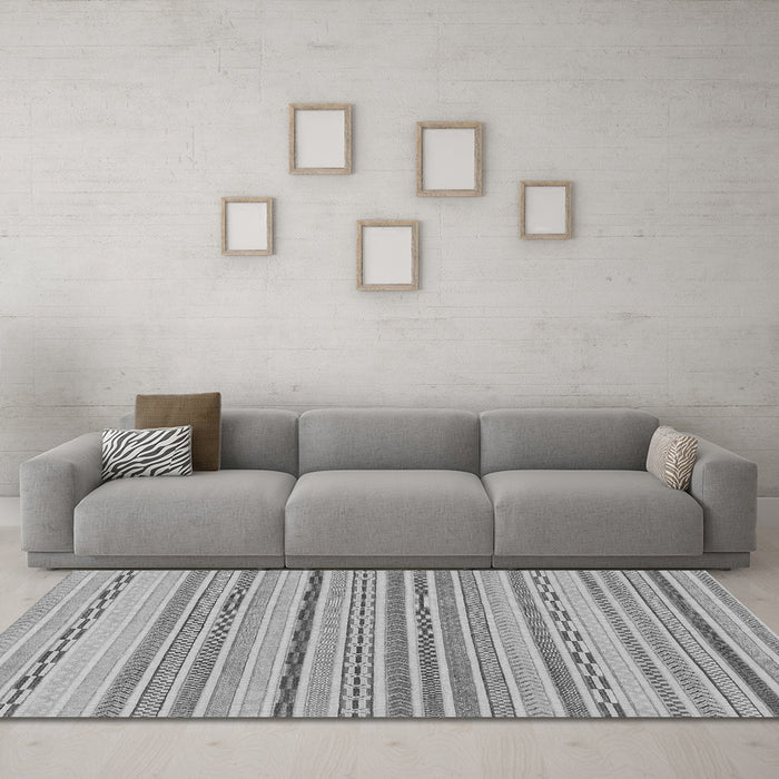 Machine Washable Solid Gray Modern Rug in a Living Room,, wshabs1784gry