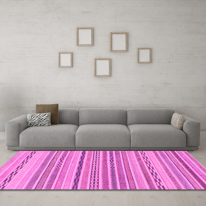 Machine Washable Solid Pink Modern Rug in a Living Room, wshabs1784pnk