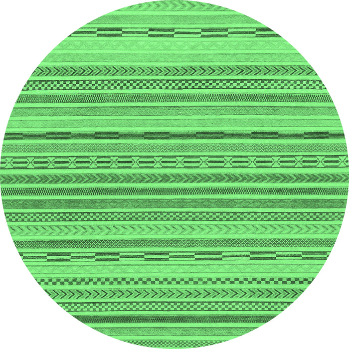 Round Machine Washable Solid Emerald Green Modern Area Rugs, wshabs1784emgrn