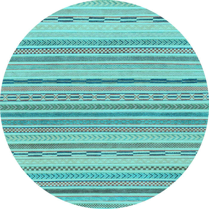 Round Machine Washable Solid Light Blue Modern Rug, wshabs1784lblu