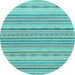 Round Machine Washable Solid Light Blue Modern Rug, wshabs1784lblu