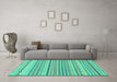 Machine Washable Solid Turquoise Modern Area Rugs in a Living Room,, wshabs1784turq